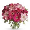 Pink lilies and roses floral arrangement from florist in Waukegan IL