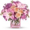 Pink and white rose arrangement in a vase from florist in Waukegan IL