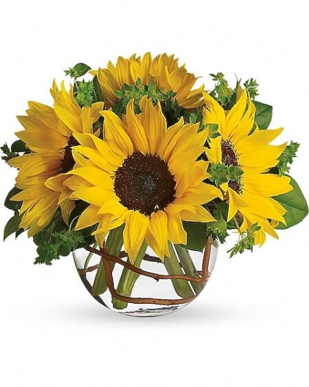 Sunflower and yellow rose bouquet for delivery in Vernon Hills IL