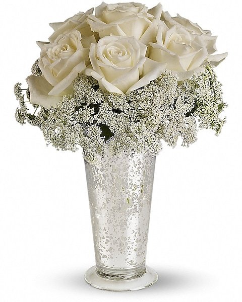 Elegant white rose and baby’s breath bouquet for flower delivery Gurnee IL