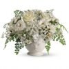 Elegant white rose bouquet with greenery from Gurnee florist