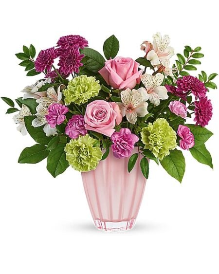 Soft pink roses with green accents arranged by florist in Grayslake IL