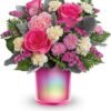 Pink rose and purple flower bouquet available for flower delivery Vernon Hills IL
