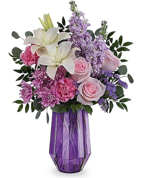 Pink lilies and mixed flowers bouquet for flower delivery Grayslake IL