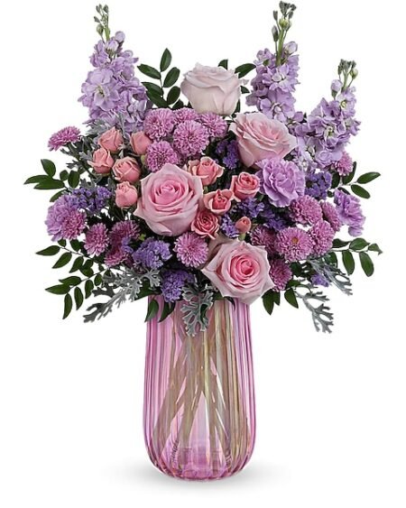 Lavender and pink rose floral bouquet from florist in Grayslake IL