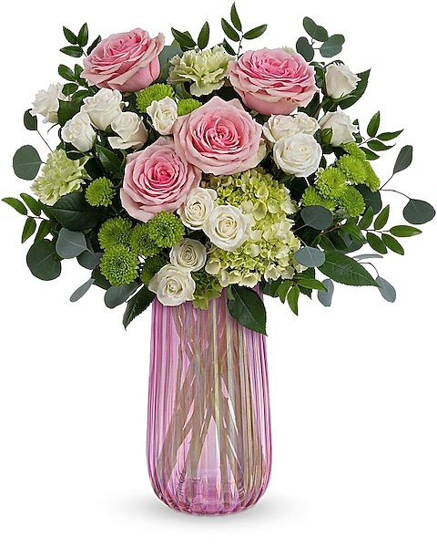 Blush and cream rose floral arrangement from Gurnee florist