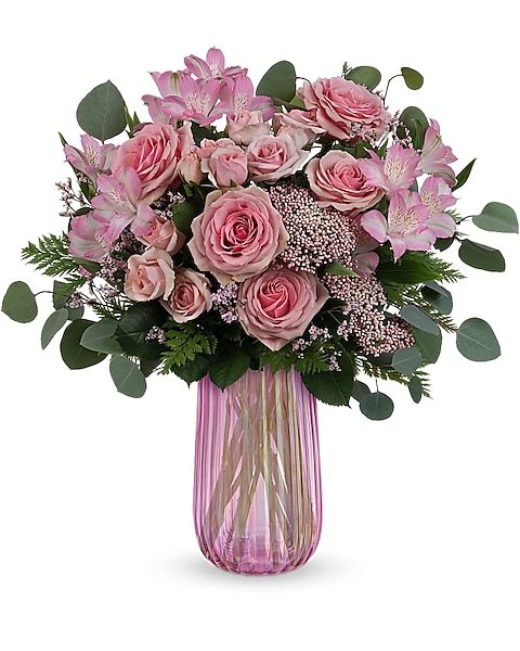 Soft pink rose garden-style arrangement from Gurnee flower shop