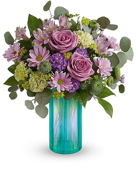 Lavender roses with greenery floral arrangement from Gurnee florist
