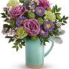 Lavender roses and green hydrangea floral arrangement from Gurnee flower shop