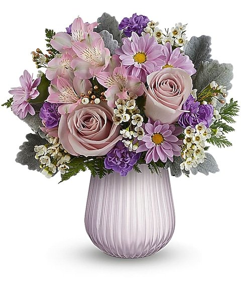 Lavender and pink rose floral arrangement from Gurnee flower shop