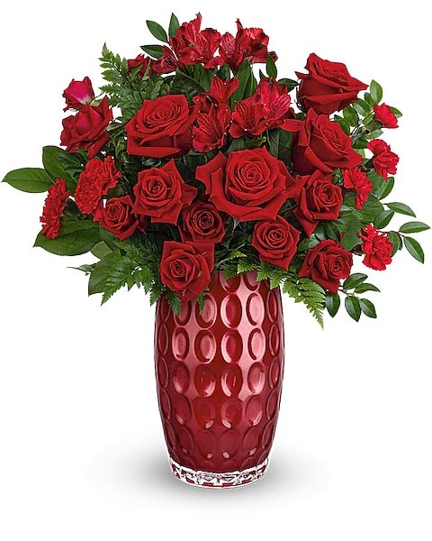 Red and white rose floral arrangement for flower delivery Waukegan IL