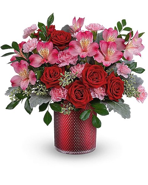 Red and pink rose floral arrangement from Gurnee flower shop