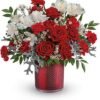 Red and white rose floral arrangement from Gurnee florist