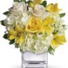 White and yellow rose floral arrangement for flower delivery Waukegan IL