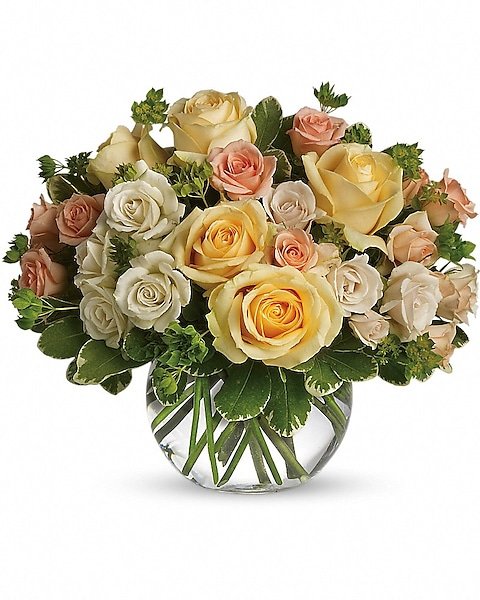 Peach and cream rose floral arrangement from Gurnee flower shop