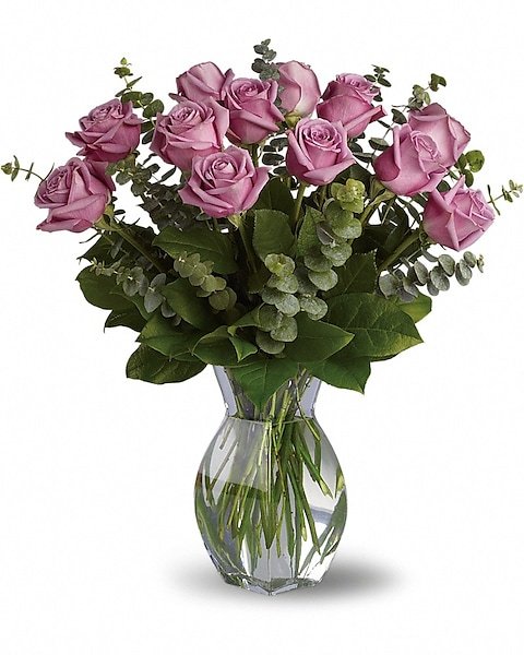 Lavender and pink rose floral arrangement for flower delivery Waukegan IL