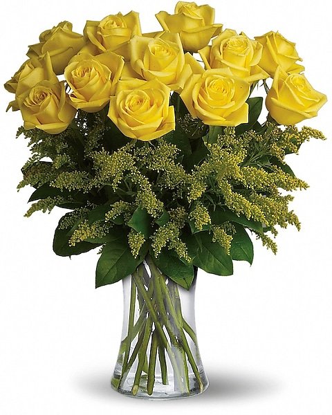 Yellow rose floral bouquet with greenery from Gurnee flower shop