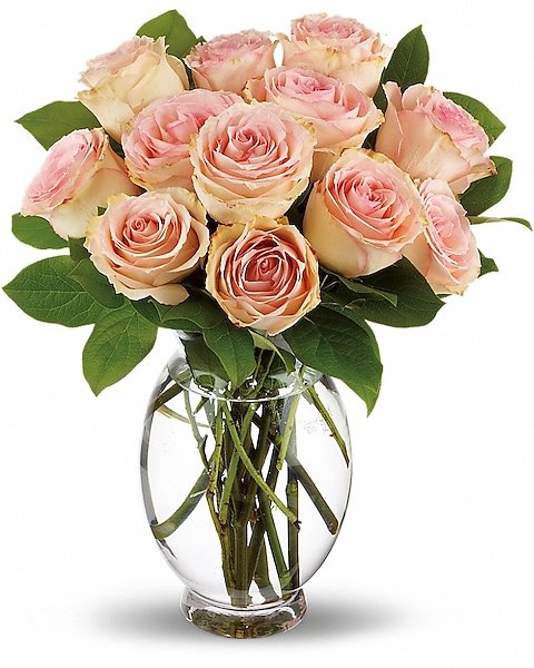 Peach and blush rose bouquet arranged by florist in Grayslake IL