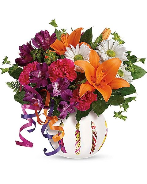 Festive bright floral arrangement perfect for celebrations in Gurnee IL