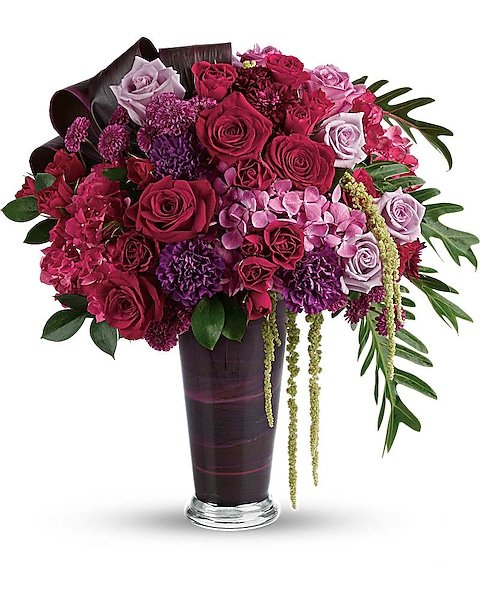 Burgundy and pink rose floral arrangement from Gurnee flower shop