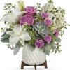 Elegant pink roses and white lilies in a vase from Gurnee flower shop