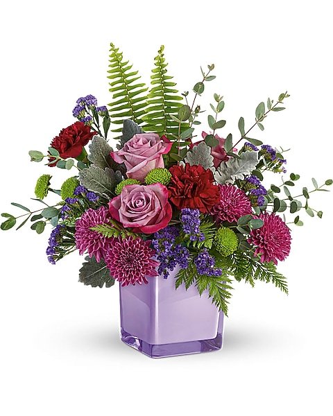 Mixed floral bouquet with roses, lilies, and carnations from Gurnee flower shop
