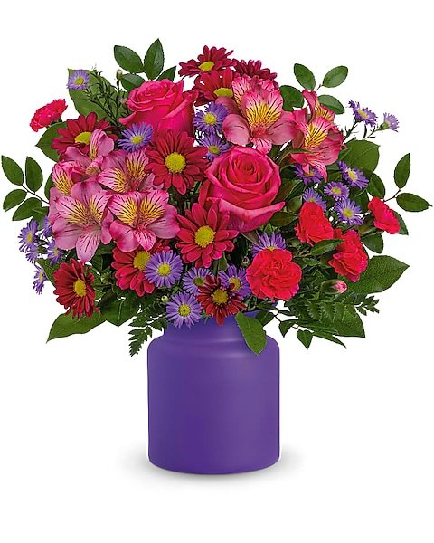 Bright pink and red mixed floral bouquet from Gurnee florist