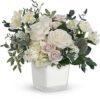 White rose and pink lily floral arrangement from florist in Grayslake IL