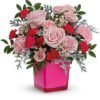 Red rose and white lily floral bouquet for flower delivery Waukegan IL