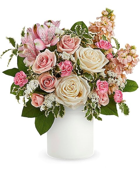 Pink and cream garden-style rose bouquet for flower delivery Waukegan IL