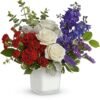 Red, white, and purple mixed floral bouquet from Gurnee florist