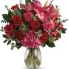 Red and pink rose bouquet for flower delivery Grayslake IL