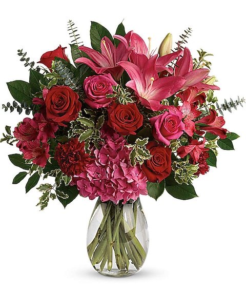 Red and pink rose bouquet for flower delivery Grayslake IL