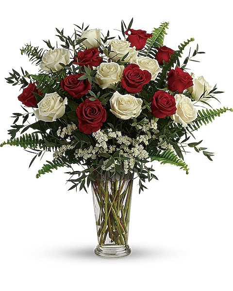 Red and cream rose mixed bouquet for flower delivery Waukegan IL