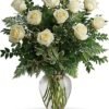 White and cream rose floral arrangement for flower delivery Waukegan IL