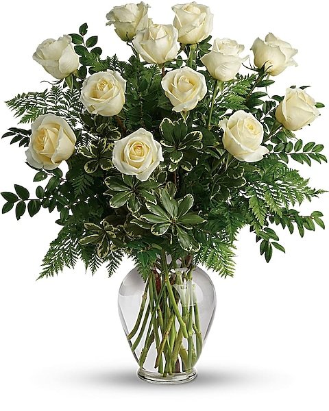 White and cream rose floral arrangement for flower delivery Waukegan IL