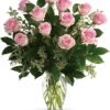 Pink rose bouquet with greenery from florist in Vernon Hills I