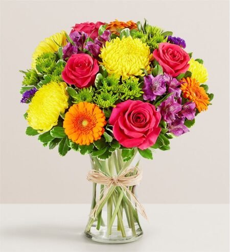 Vibrant sunflower and lily bouquet by florist in Vernon Hills IL