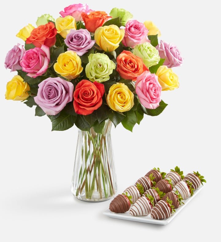 Multicolor rose arrangement available for flower delivery Gurnee
