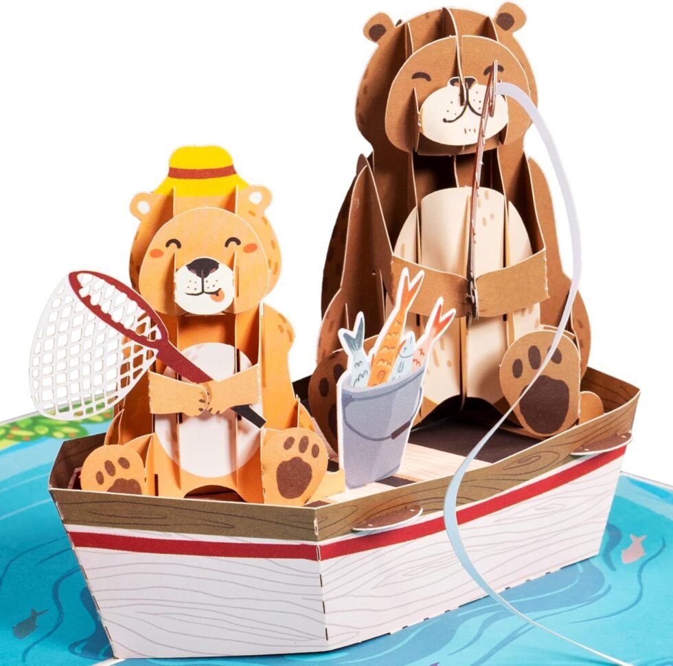 Cute fishing teddy bear Father’s Day card available for flower delivery Gurnee