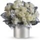 White rose and silver leaf floral bouquet available for flower delivery Vernon Hills