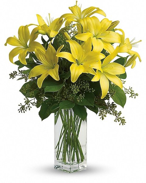 Yellow lily floral arrangement for flower delivery Vernon Hills
