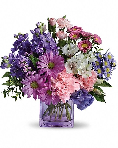 Lavender and pink elegant floral arrangement available for flower delivery Grayslake