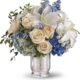 White lily and blue hydrangea elegant floral arrangement for flower delivery Gurnee