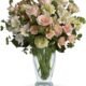 Elegant pastel peach and white floral arrangement from florist in Vernon Hills IL