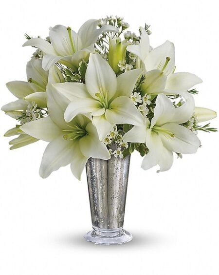 Elegant white lily floral arrangement from the best florist in Gurnee IL