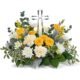 White and yellow sympathy funeral flowers from Gurnee flower shop
