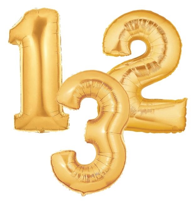 Gold number balloons from elegant flower shop for parties and events