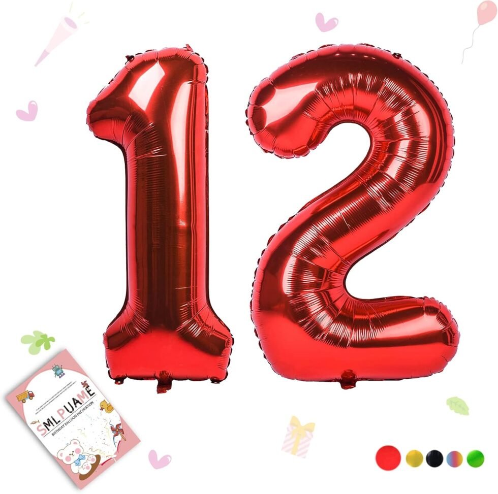 Red number 12 birthday balloons from Gurnee flower shop
