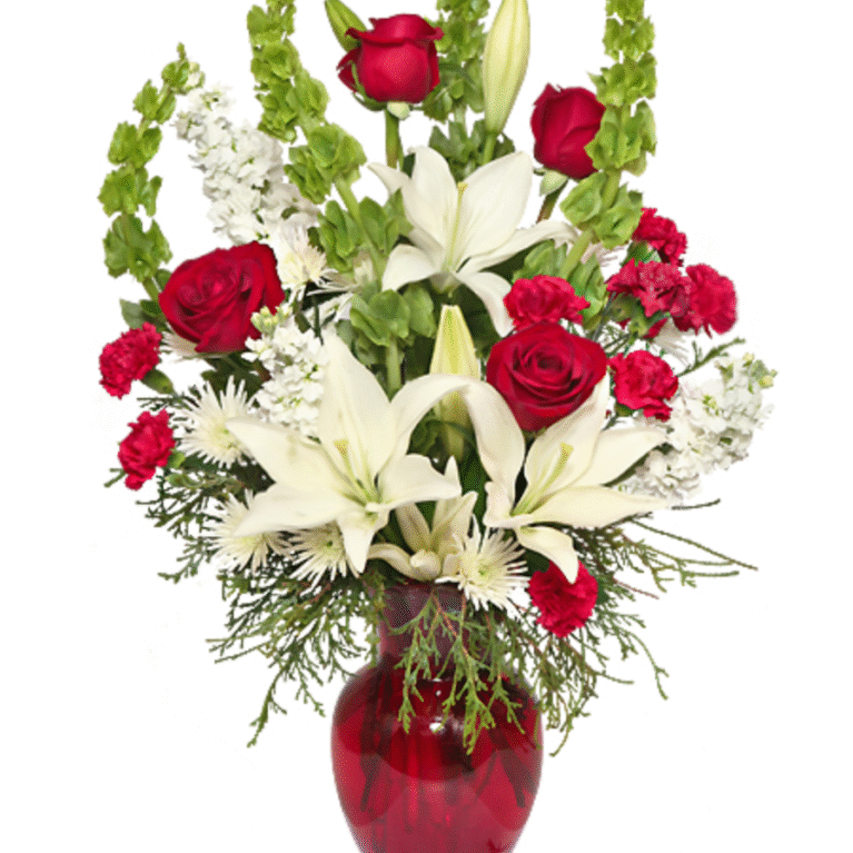 Tall elegant floral arrangements with lilies and roses from a Gurnee flower shop